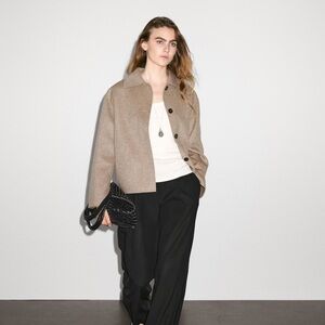 Zara Taupe Wool Blend Coat - Size Small